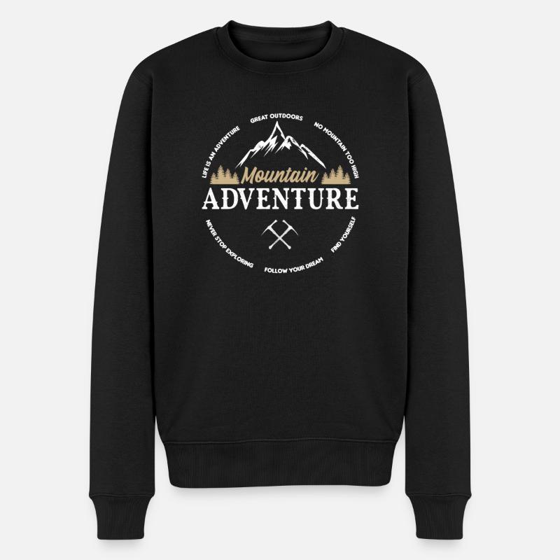 Mountain Adventure für Bergsteiger und Wanderer - Männer Premium Bio Pullover - Schwarz