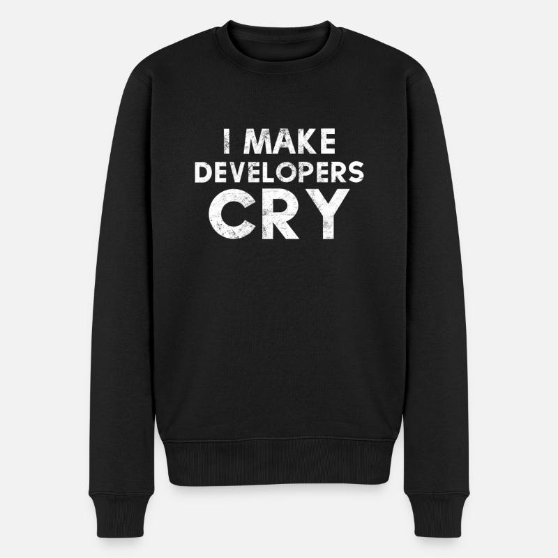 Ich mache Entwickler zum Weinen Distressed Design QA - Männer Premium Bio Pullover - Schwarz