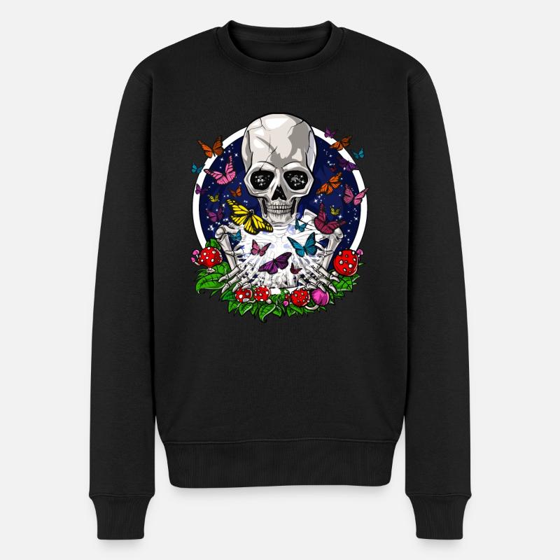 Squelette de papillons psychédéliques - Pull Premium bio Homme - noir
