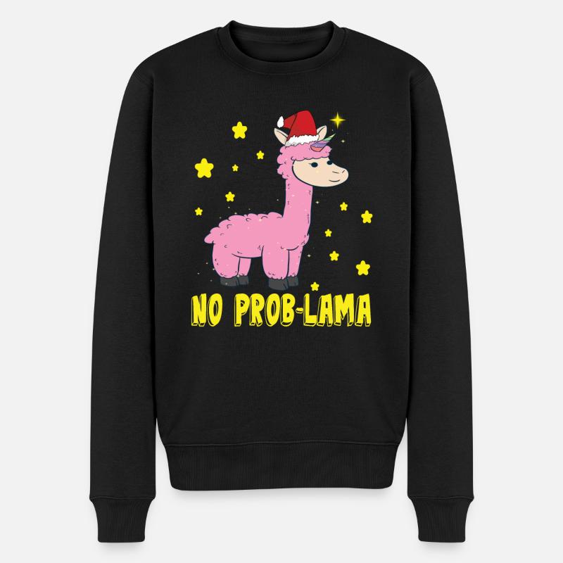 No Prob Lama - Männer Premium Bio Pullover - Schwarz