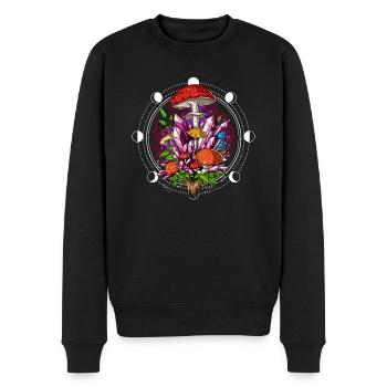 Champignons Magiques Cristaux De Champignons De Lune - Pull Premium bio Homme - noir - Devant - Nico (187cm)