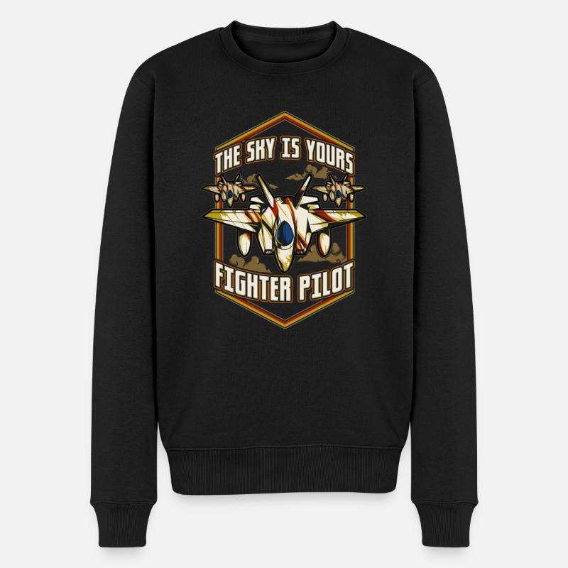 Der Himmel ist dein Kampfpilot - Männer Premium Bio Pullover - Schwarz