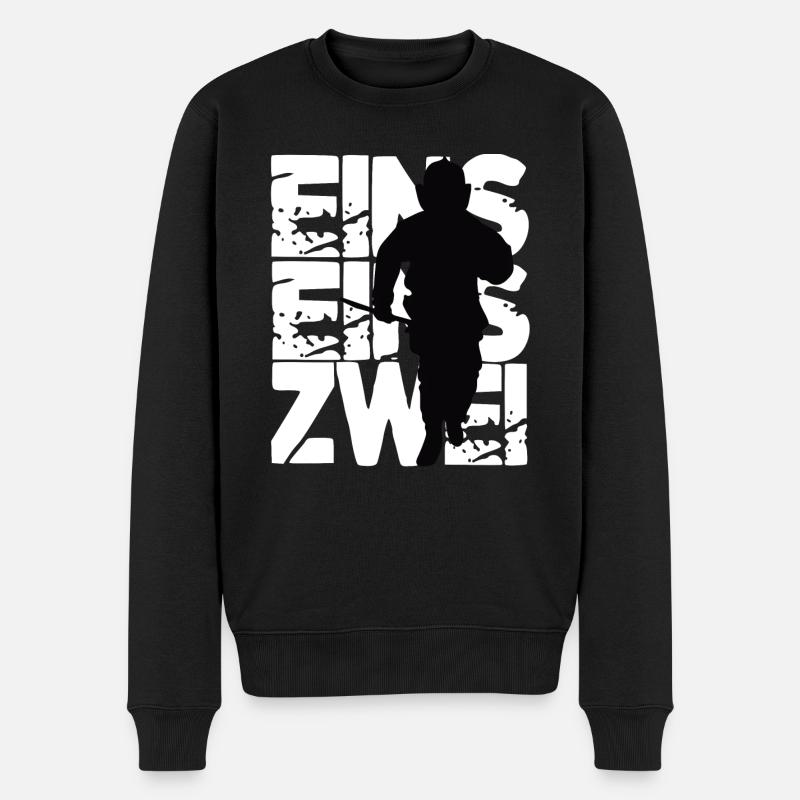 Feuerwehr eins eins zwei Feuerwehrmann Feuerwehr - Männer Premium Bio Pullover - Schwarz