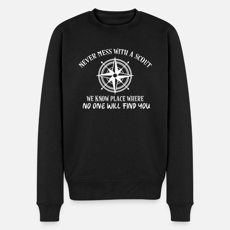 Leg Dich Nicht Mit Einem Pfadfinder An - Männer Premium Bio Pullover - Schwarz