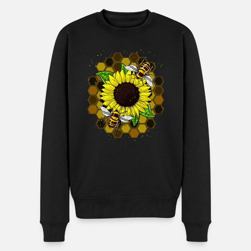 Sonnenblumenbienen Hippie - Männer Premium Bio Pullover - Schwarz