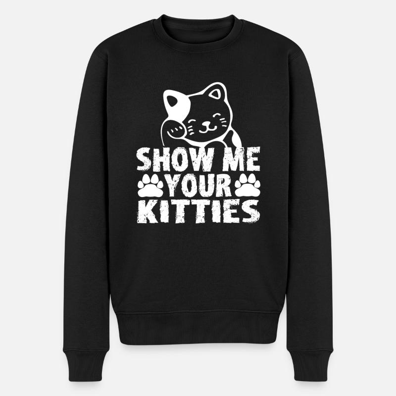 Katze Katzenliebhaber Kater Katzenfreund Mieze - Männer Premium Bio Pullover - Schwarz