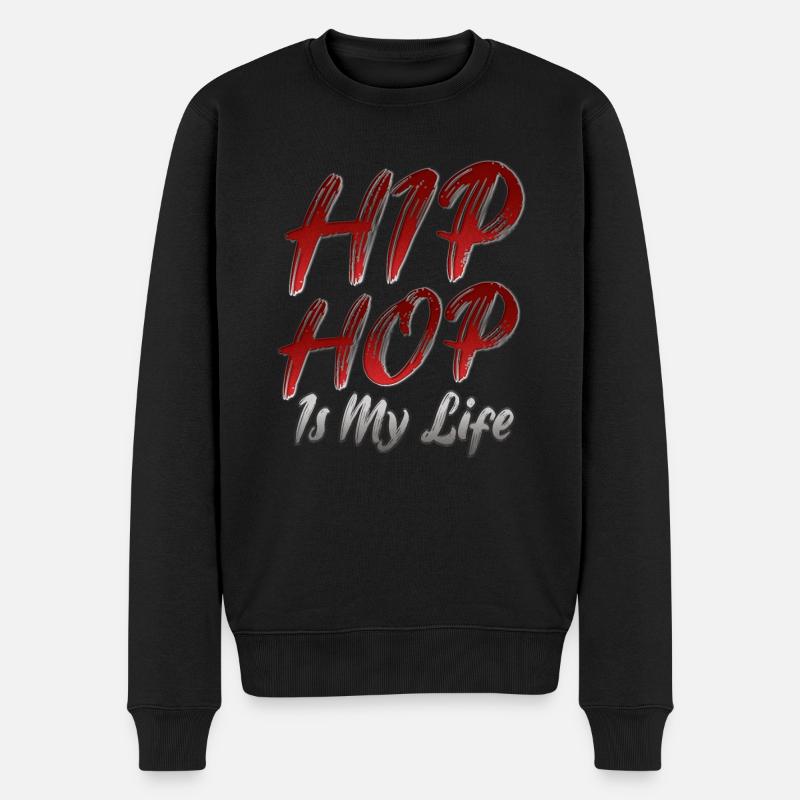 Hip Hop - Männer Premium Bio Pullover - Schwarz