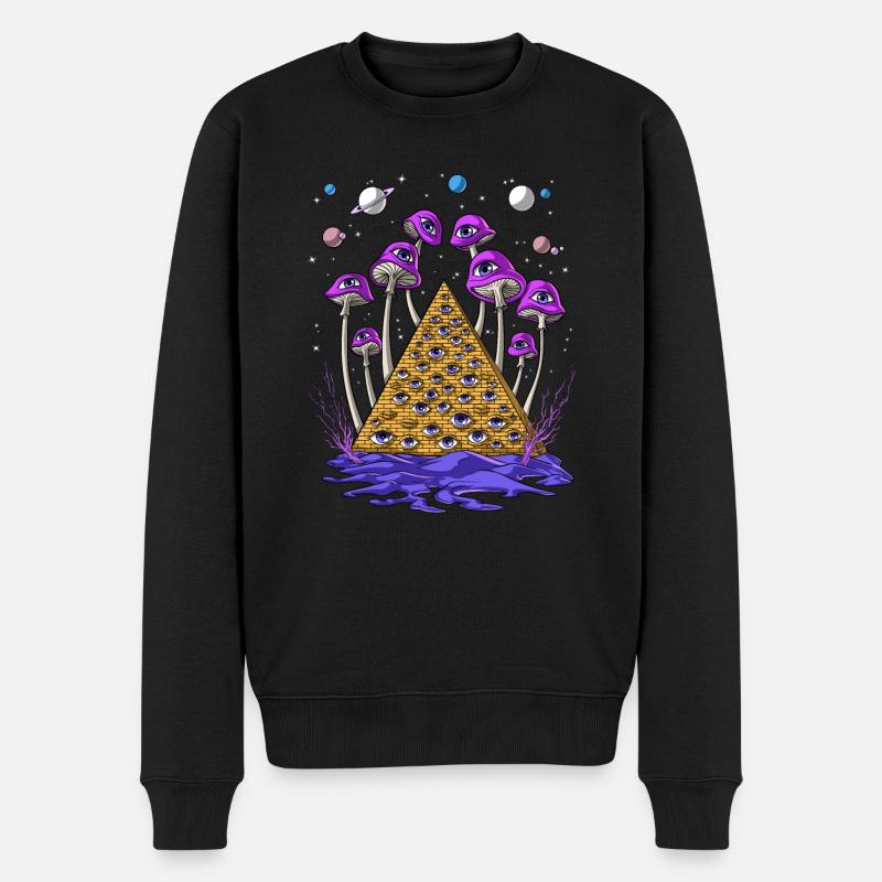 Psychedelische ägyptische Pyramiden-Psilocybin-Pilze - Männer Premium Bio Pullover - Schwarz