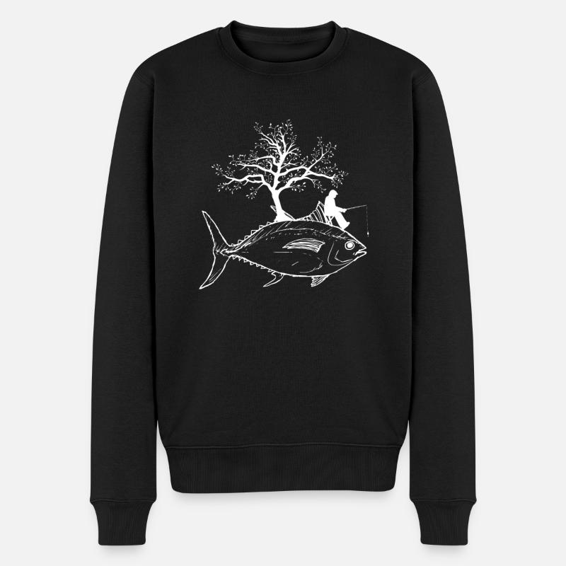 Fischen-Freizeit-Fischen-Fisch-cooles Fischen-Geschenk - Männer Premium Bio Pullover - Schwarz