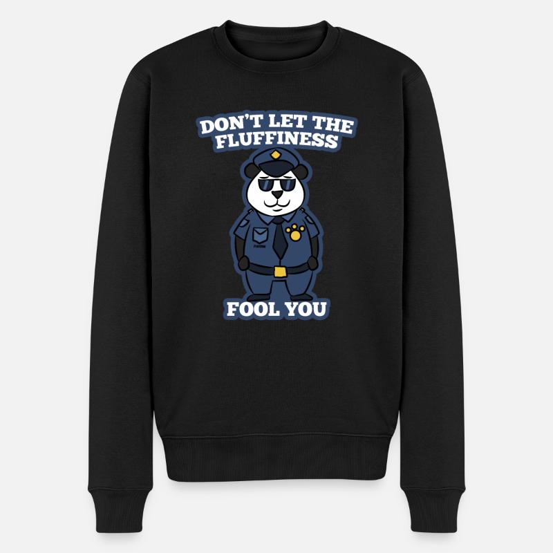 Panda Bär Polizei Sicherheit Geschenk - Männer Premium Bio Pullover - Schwarz
