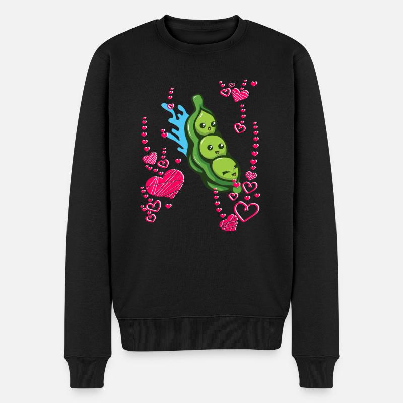Coeur d'amour végétalien aux pois - Pull Premium bio Homme - noir