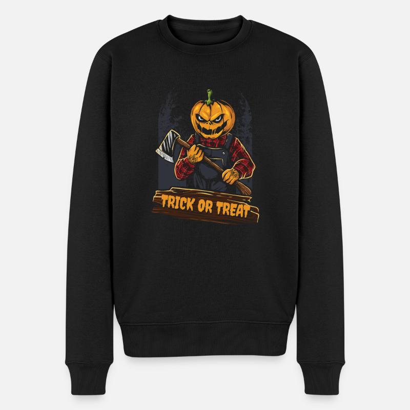 Süßes sonst gibt's Saures ausgeflipptes Halloween-Kürbis-Geschenk - Männer Premium Bio Pullover - Schwarz