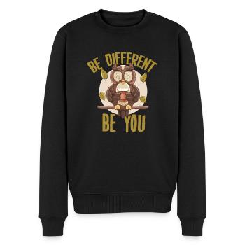 Be Different Be YOU - Männer Premium Bio Pullover - Schwarz - Vorne - Nico (187cm)