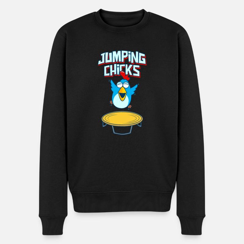 Jumping Chick Trampoline Humour - Pull Premium bio Homme - noir