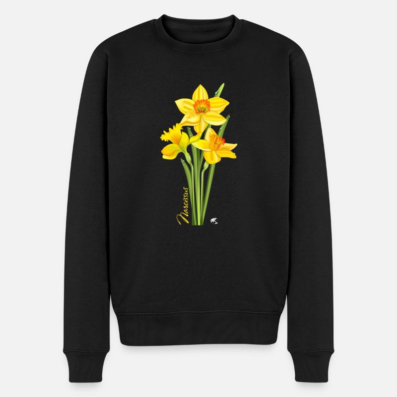 Gelbe Narzissen Illustration - Männer Premium Bio Pullover - Schwarz