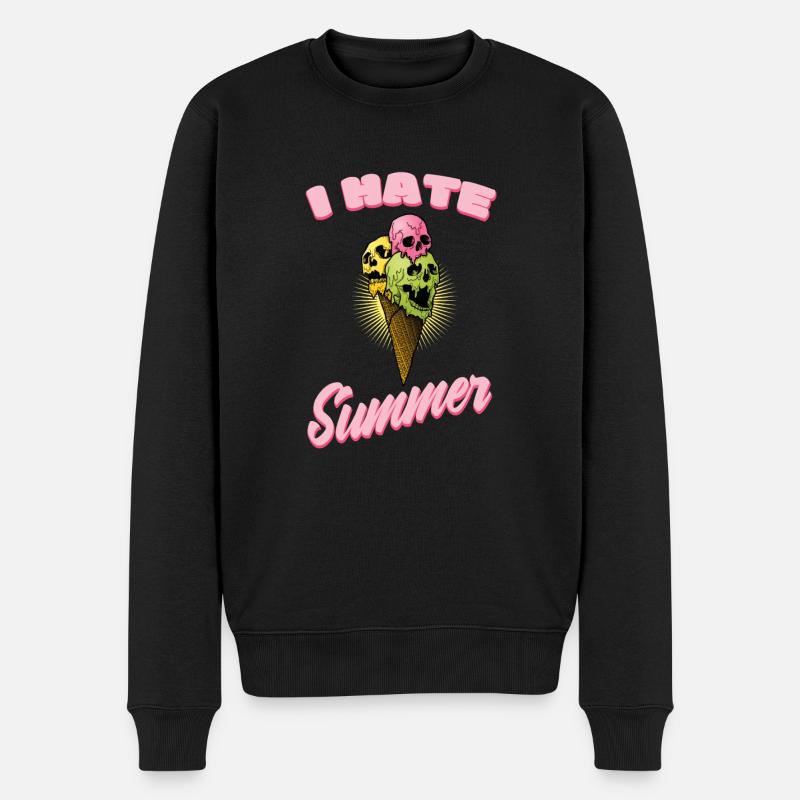 Ich hasse Sommer Eis Totenkopf - Männer Premium Bio Pullover - Schwarz