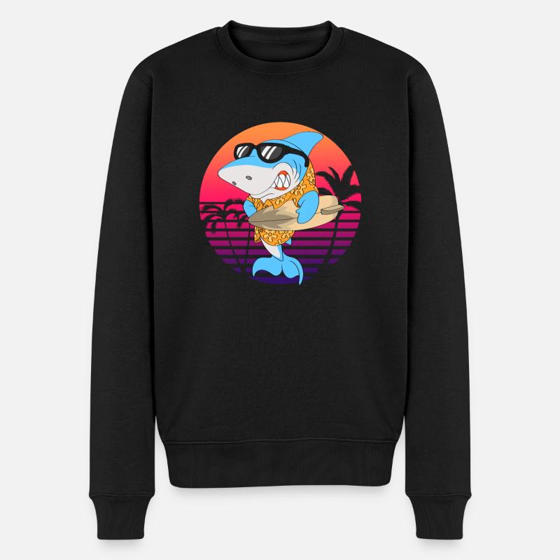 Surfer requin vacances de surf - Pull Premium bio Homme - noir