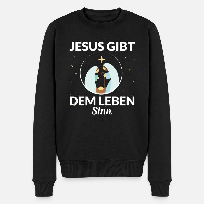 JESUS GIBT DEM LEBEN SINN - Männer Premium Bio Pullover - Schwarz