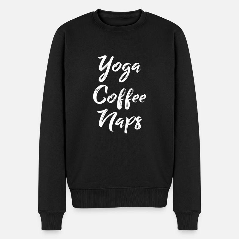 Yoga Coffee Naps - Männer Premium Bio Pullover - Schwarz