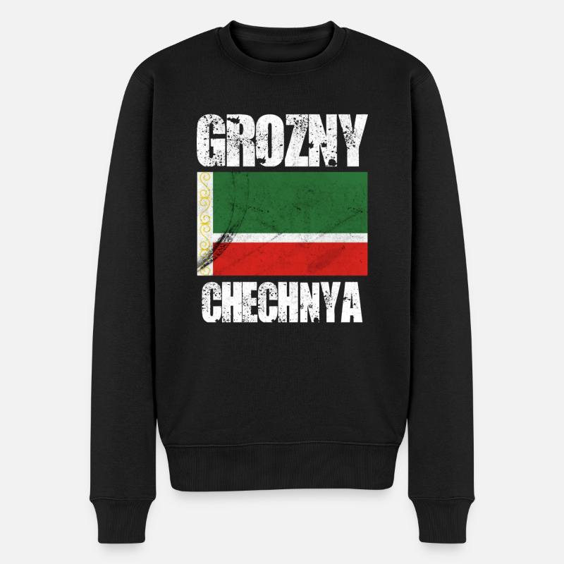 Grozny Chechnya, Chechen Flag - Männer Premium Bio Pullover - Schwarz