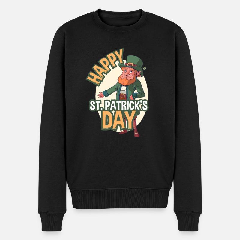 Happy St. Patricks Day - Männer Premium Bio Pullover - Schwarz