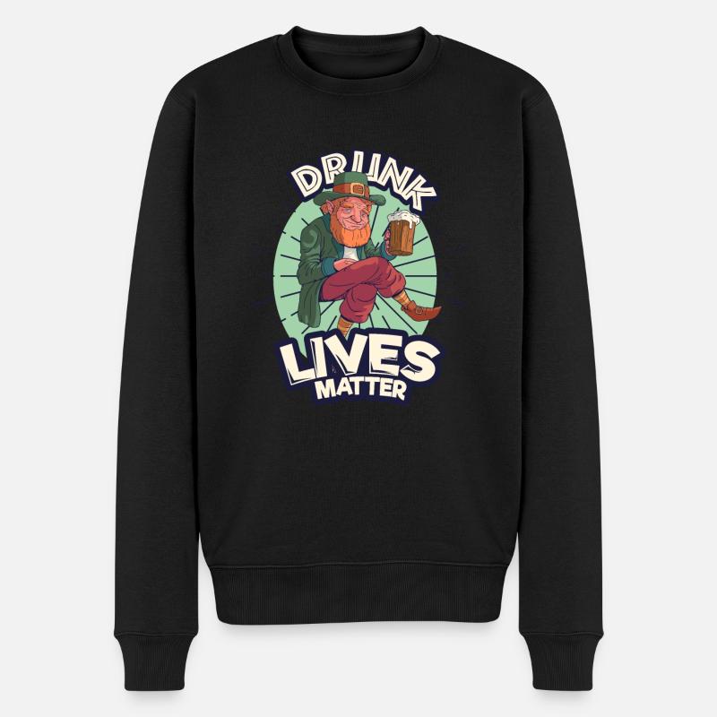 St. Patricks Day Saufen - Männer Premium Bio Pullover - Schwarz