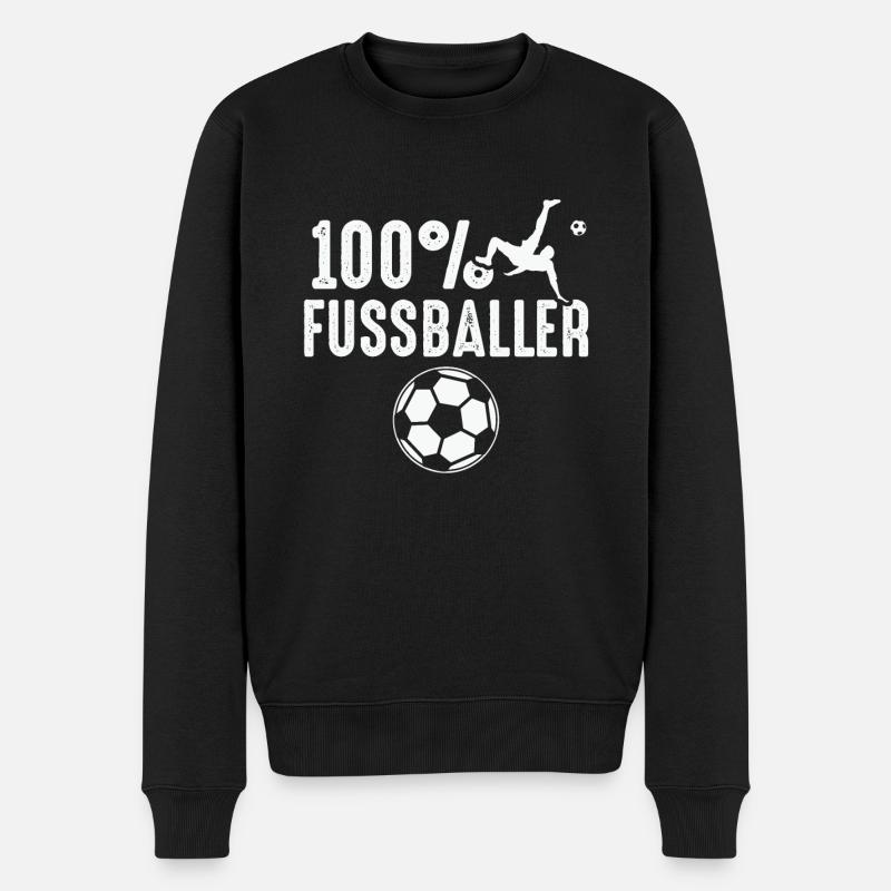 100% FUSSBALLER - Männer Premium Bio Pullover - Schwarz