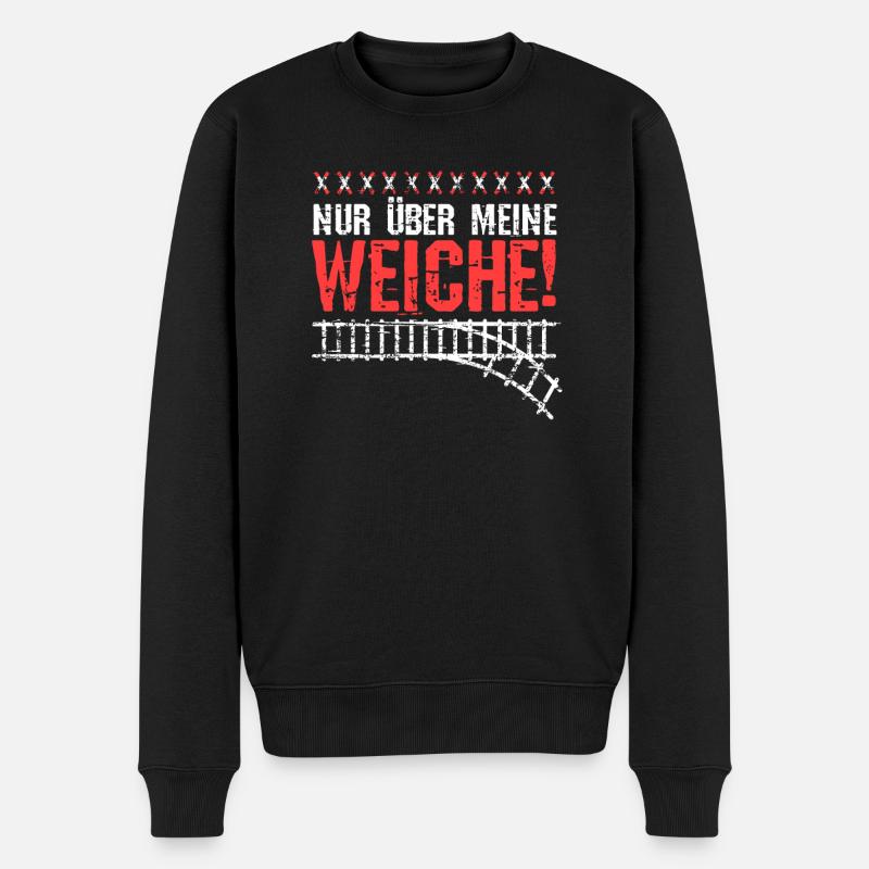 Nur über meine Weiche | Eisenbahn & Modellbahn - Männer Premium Bio Pullover - Schwarz