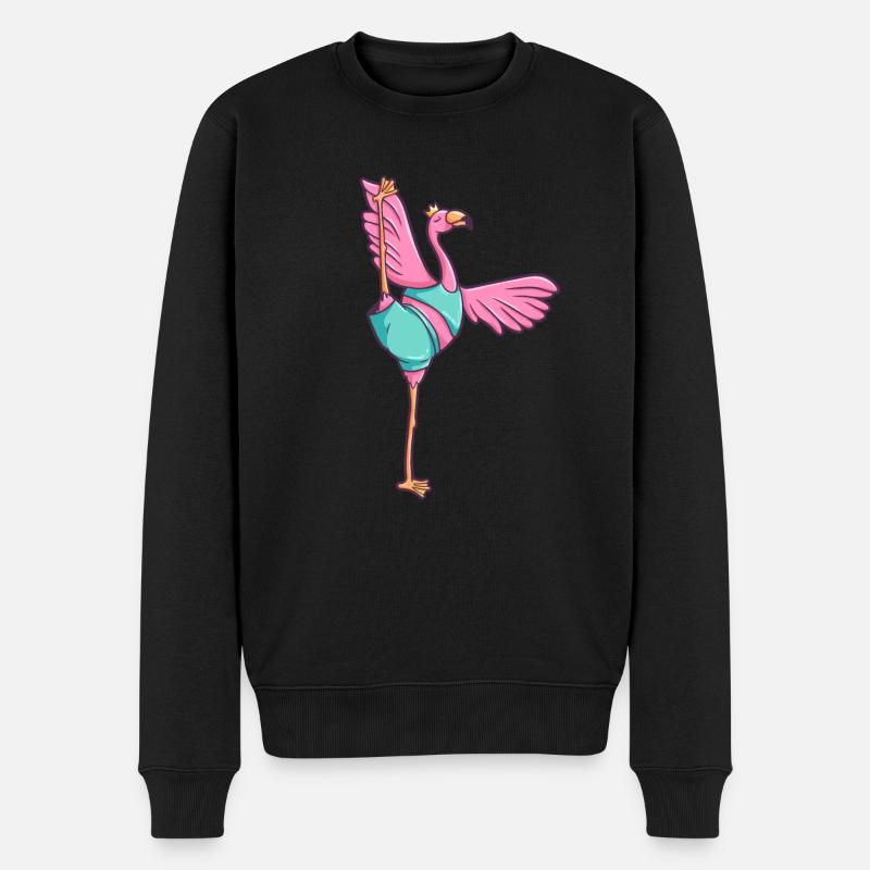 Flamingo yoga couronne oiseau méditant - Pull Premium bio Homme - noir