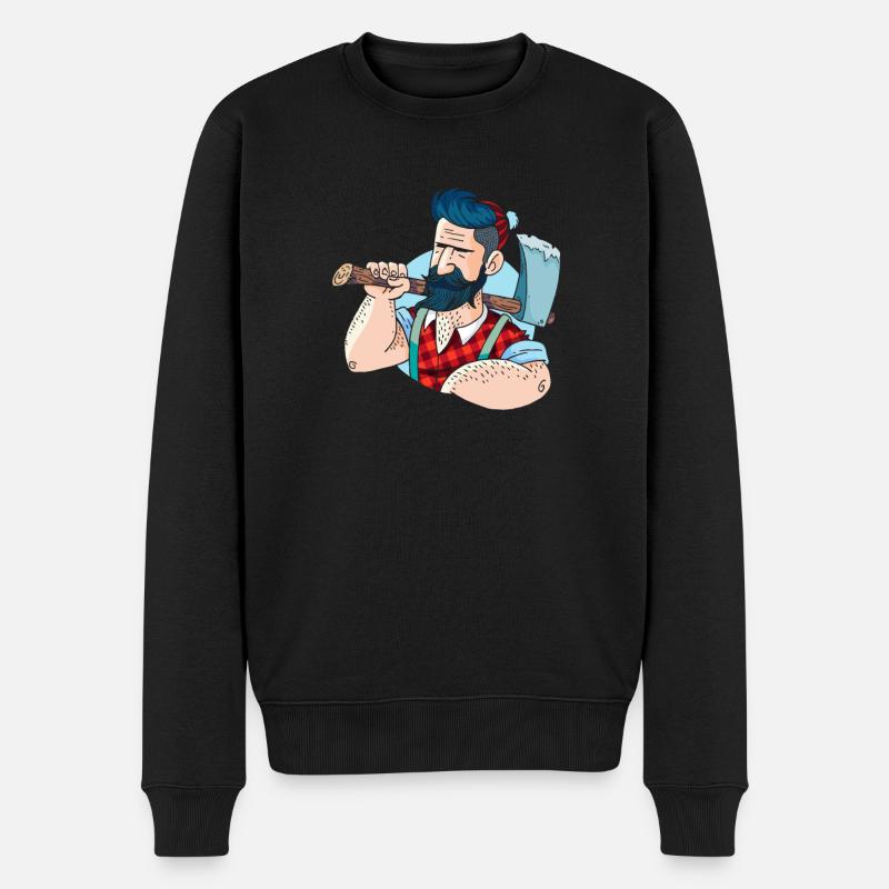 Holzfäller - Männer Premium Bio Pullover - Schwarz