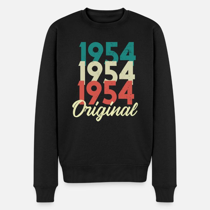1954 Geboren Geburt Geburtstag Birthday Geschenk - Männer Premium Bio Pullover - Schwarz
