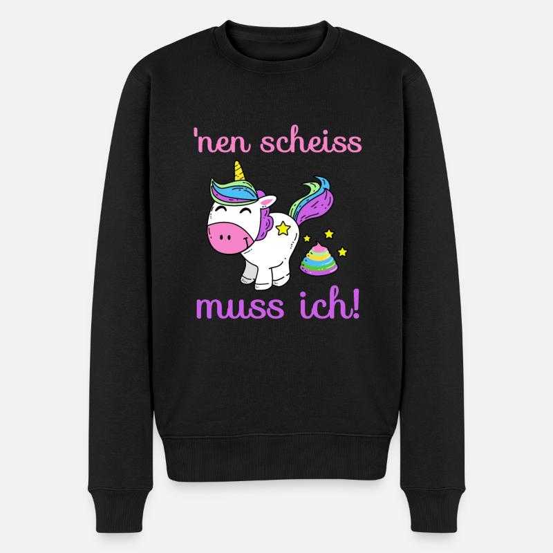Einhorn - 'nen scheiss muss ich! - Männer Premium Bio Pullover - Schwarz