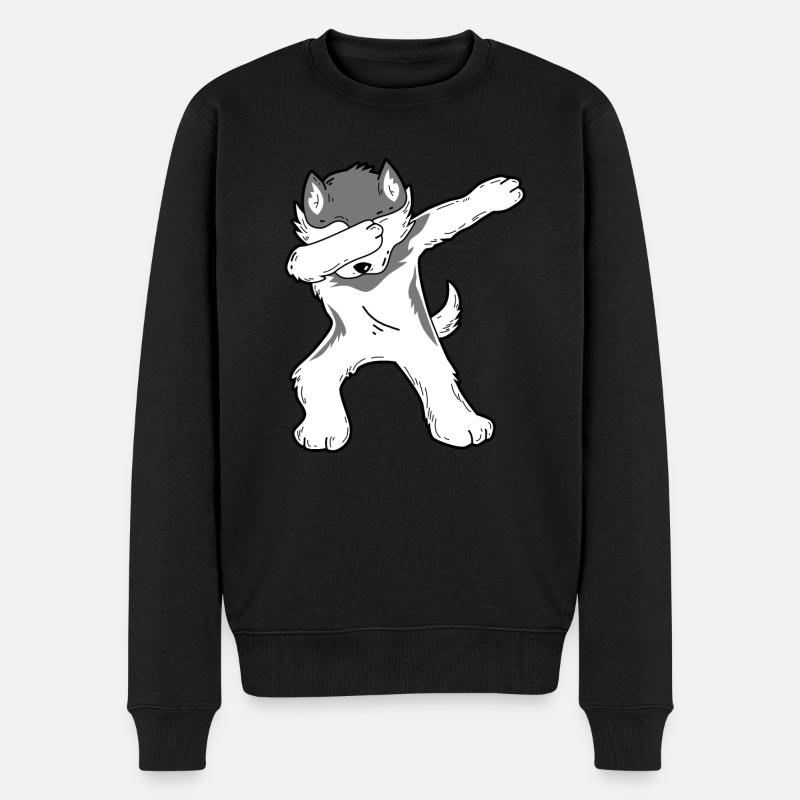 Dabbing Husky - Männer Premium Bio Pullover - Schwarz
