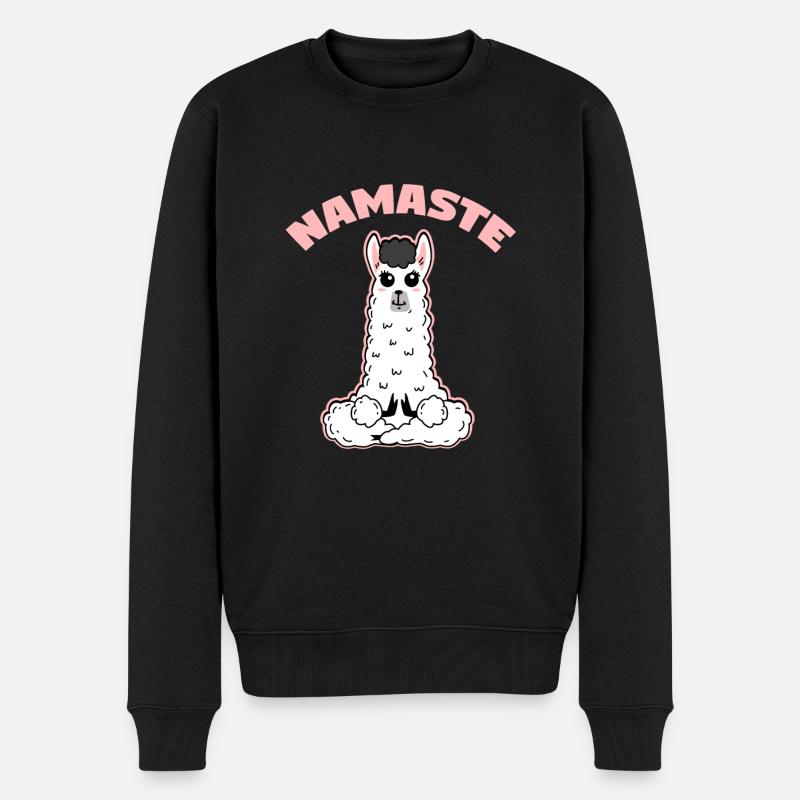 Lama Namaste médite - Pull Premium bio Homme - noir