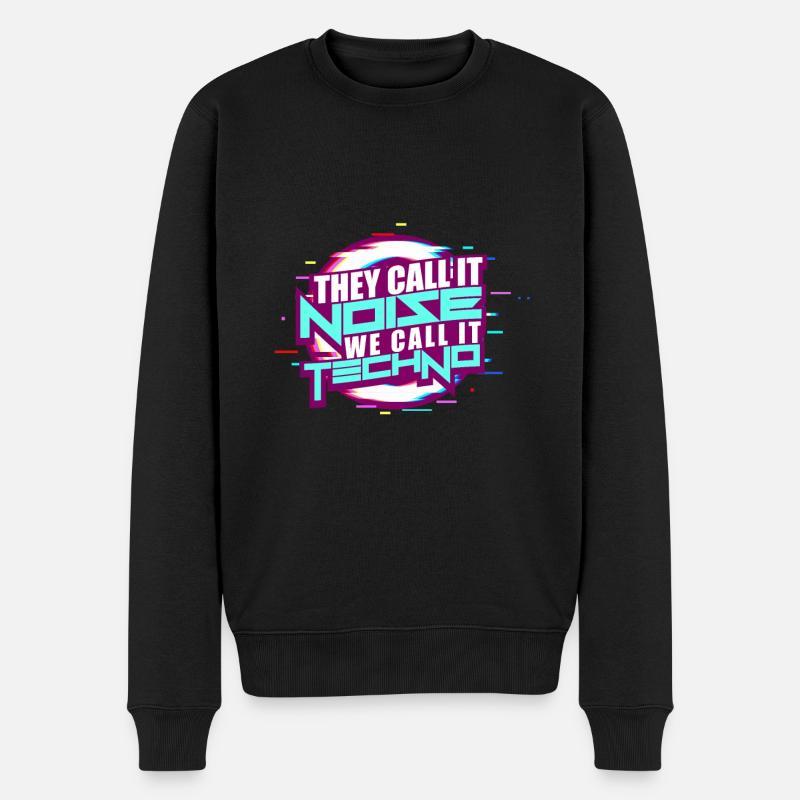 Techno - Männer Premium Bio Pullover - Schwarz