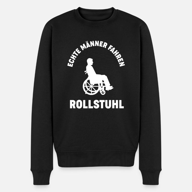 ECHTE MÄNNER FAHREN ROLLSTUHL - Männer Premium Bio Pullover - Schwarz