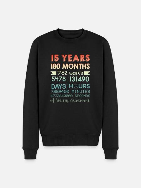15 Years Of Being Awesome - Men's Premium Organic Jumper - black
