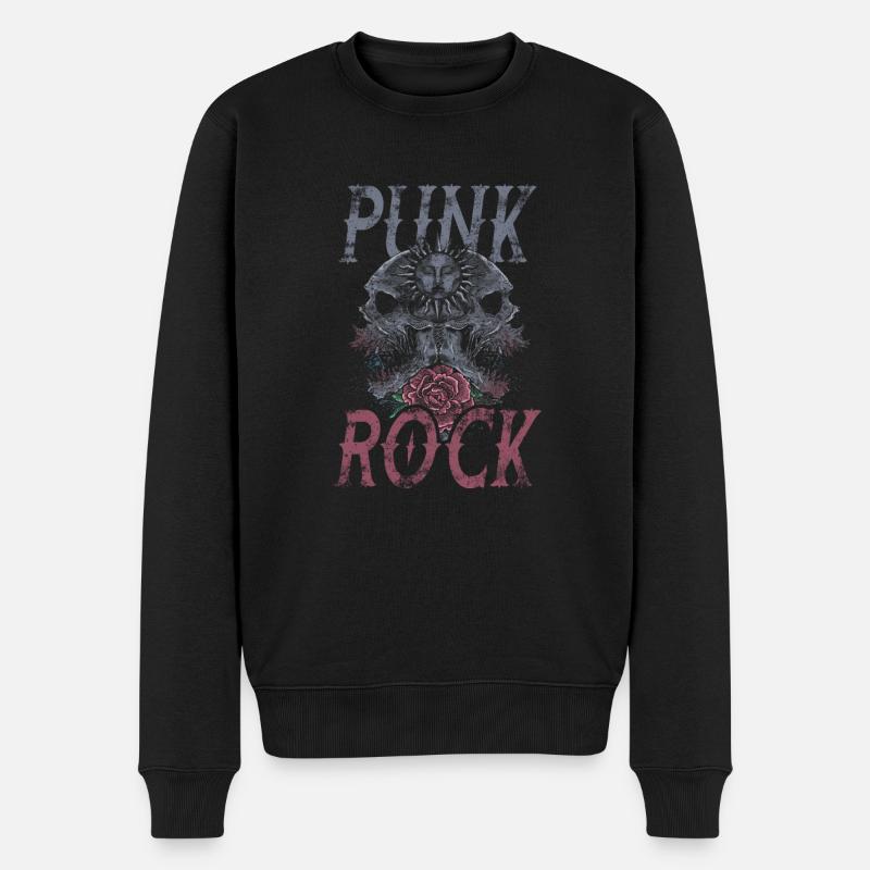 Punk Punkrocker Totenkopf Punks Punker Musik - Männer Premium Bio Pullover - Schwarz