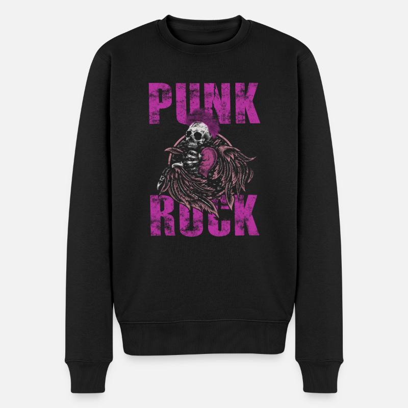 Punk Punkrocker Totenkopf Punks Punker Musik - Männer Premium Bio Pullover - Schwarz