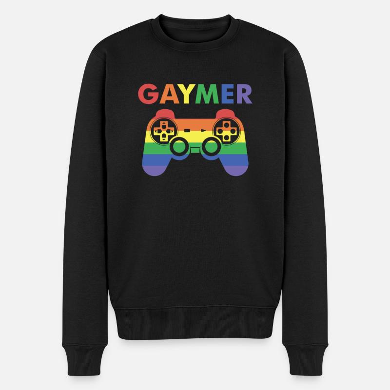 Gaymer Lustiger Gay Pride Gamer - Männer Premium Bio Pullover - Schwarz