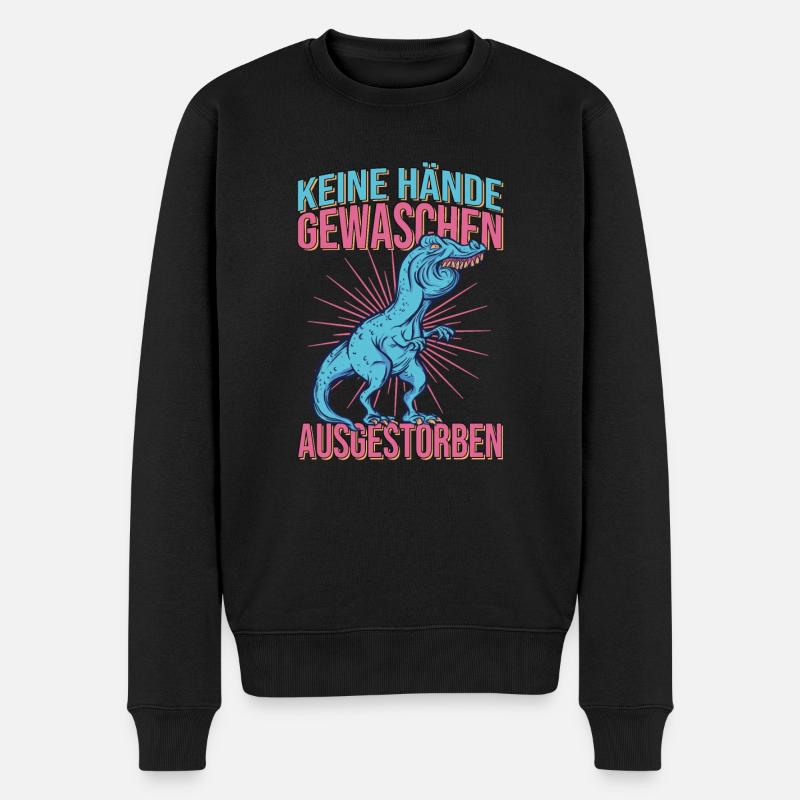 Hände Waschen Dinosaurier - Männer Premium Bio Pullover - Schwarz