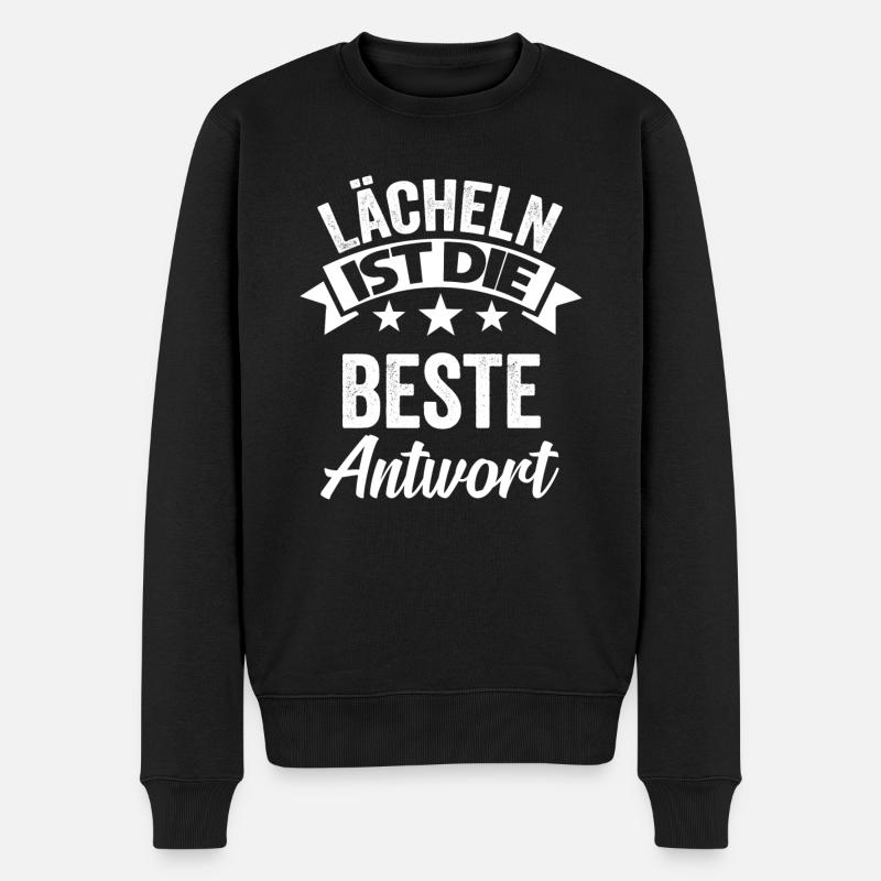 Lächeln ist die beste Antwort - Männer Premium Bio Pullover - Schwarz