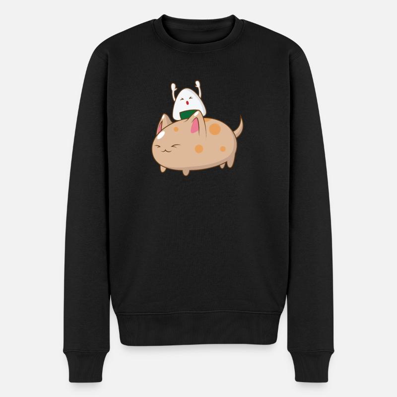 Onigiri monte un chat - Pull Premium bio Homme - noir