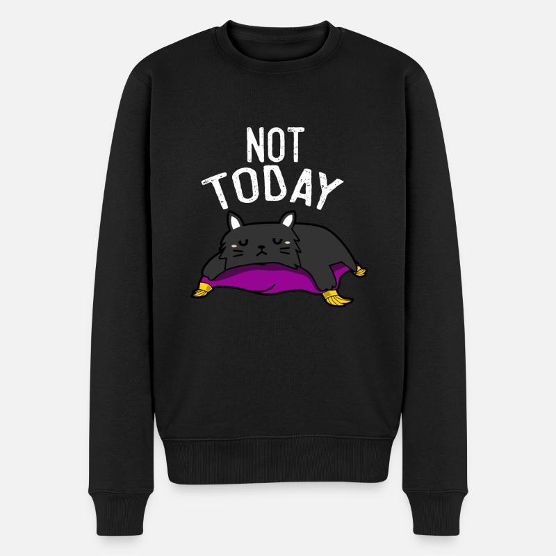 Not Today - Katze - Männer Premium Bio Pullover - Schwarz