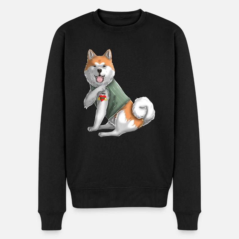 Ich liebe Mama Tattoo japanische Akita Inu Mama - Männer Premium Bio Pullover - Schwarz