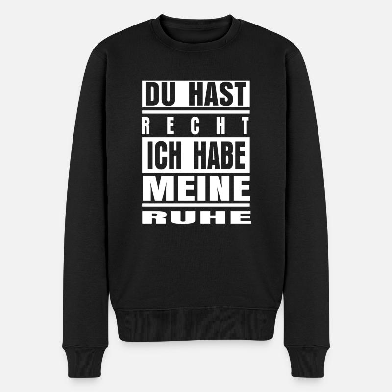Du hast Recht ich habe meine Ruhe - Männer Premium Bio Pullover - Schwarz