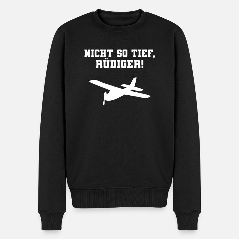 Nicht so tief Rüdiger Rc-Flugzeug - Männer Premium Bio Pullover - Schwarz