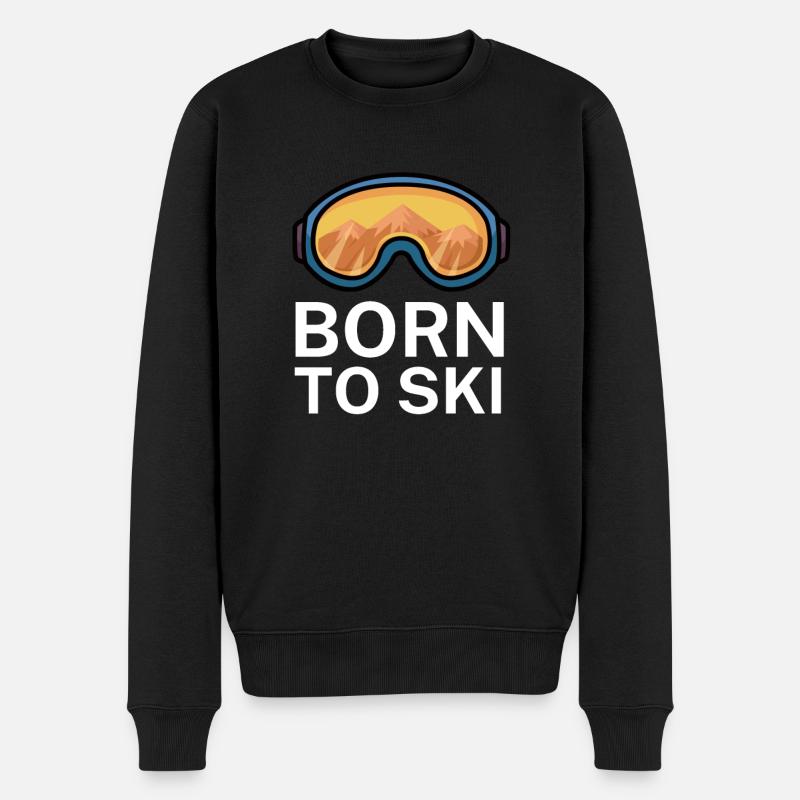 Born to ski - Männer Premium Bio Pullover - Schwarz