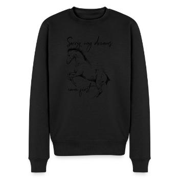 Dessin de cheval "mes rêves d'abord" - Pull Premium bio Homme - noir - Devant - Nico (187cm)