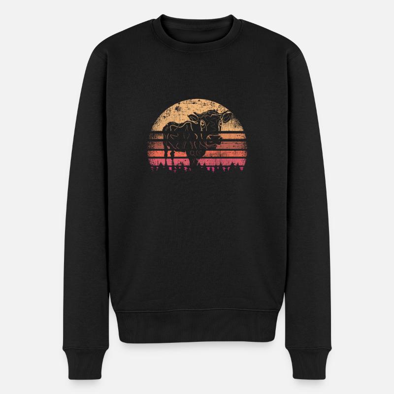 Vache rétro - Pull Premium bio Homme - noir